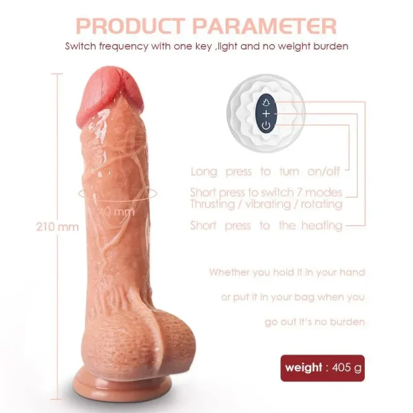 Posable Dildo Thrusting Suction Cup 8.2 Inch