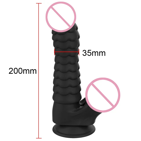 Rippled Dildo Silicone Black Monster Design