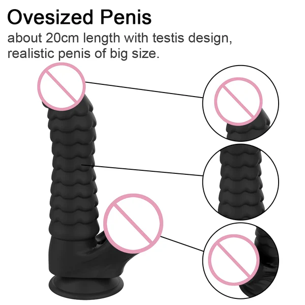 Rippled Dildo Silicone Black Monster Design