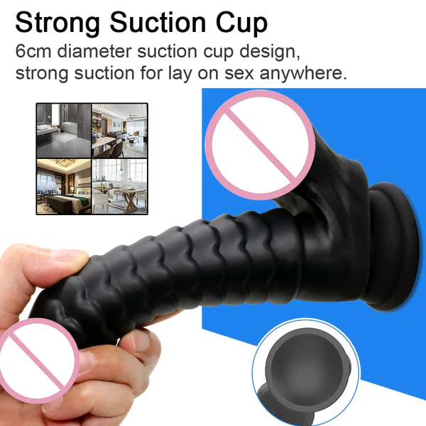 Rippled Dildo Silicone Black Monster Design