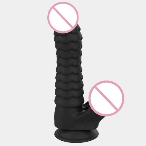 Rippled Dildo Silicone Black Monster Design