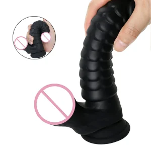 Rippled Dildo Silicone Black Monster Design