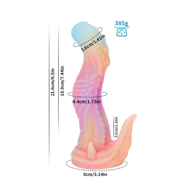 Dinosaur Jelly Dildo Rainbow Glow in the Dark