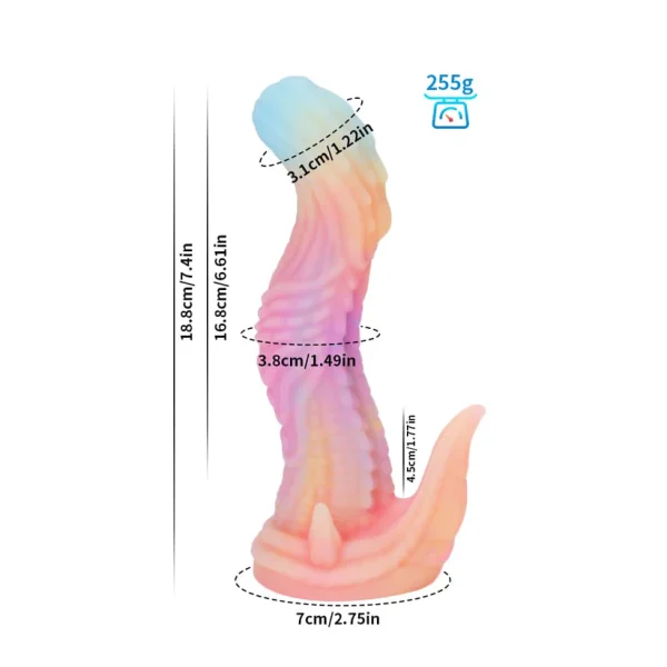 Dinosaur Jelly Dildo Rainbow Glow in the Dark