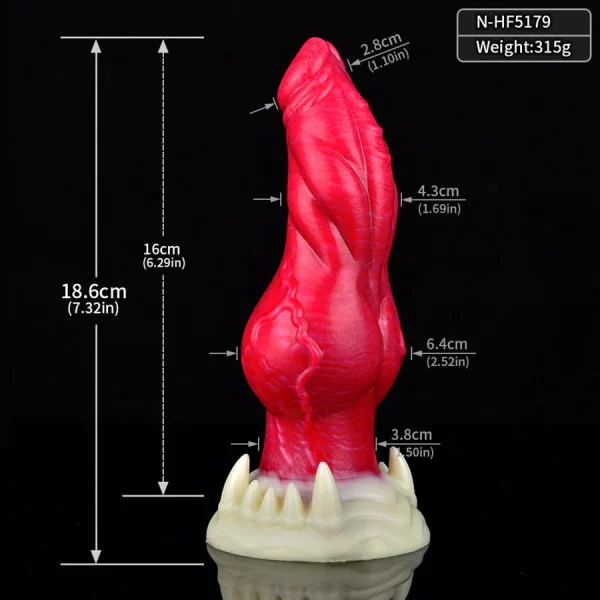 Dog Penis Dildo Knotted with Realistic Vein