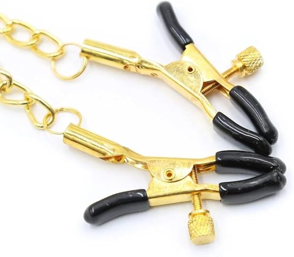 Gold Adjustable Breast Clips Bondage Restraints