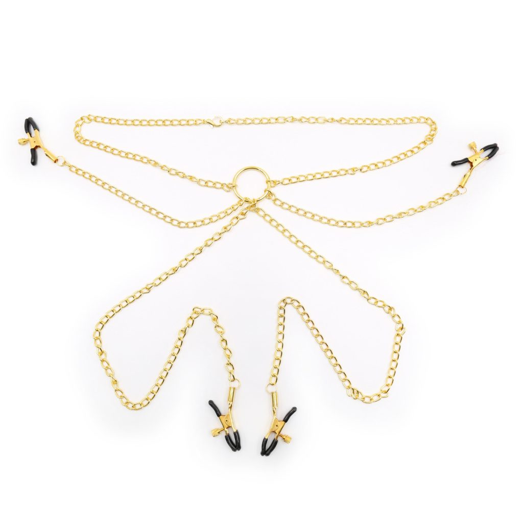 Gold Adjustable Breast Clips Bondage Restraints