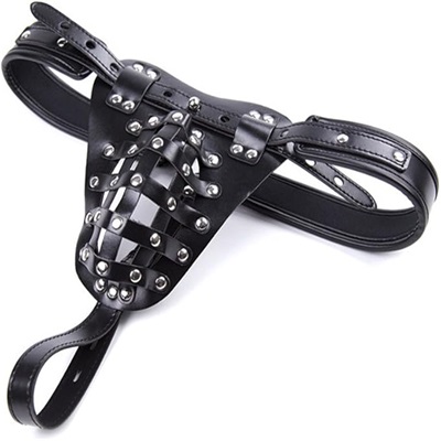 Leather Penis Lock Cage for Men