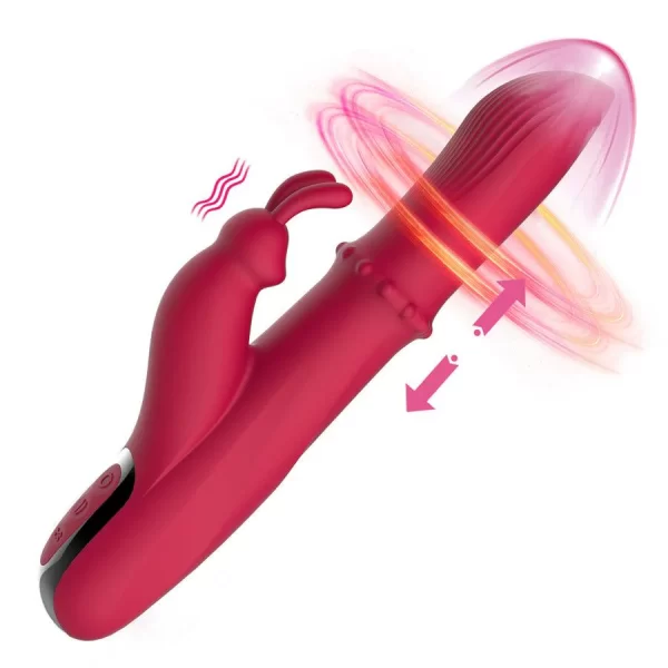 Beaded Thrusting Rabbit Vibrator Premium Silicone