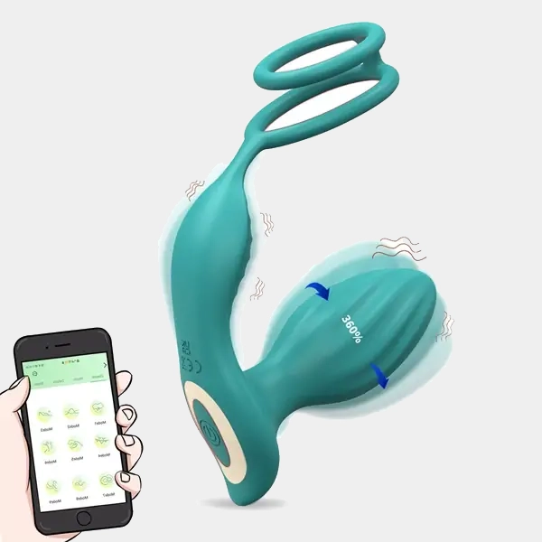 Prostate Massager With Cock Ring Green Color