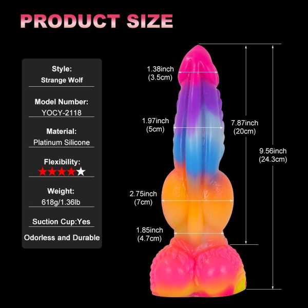 Rainbow Dog Dildo Glow in the Dark