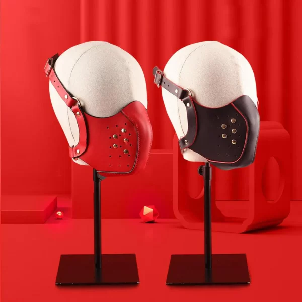 Red Bondage Mask Size Adjustable Design