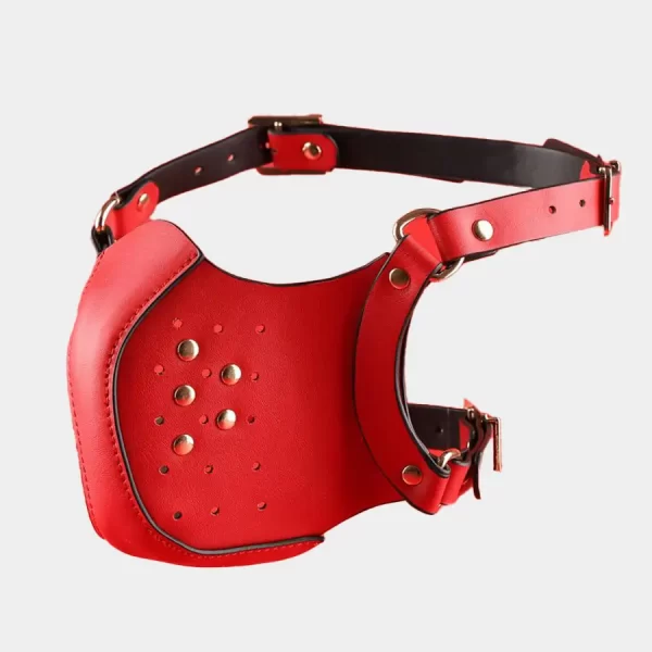 Red Bondage Mask Size Adjustable Design