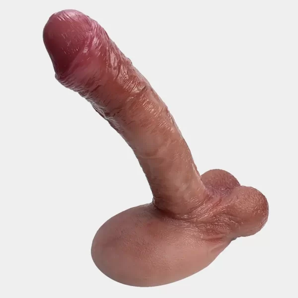 Hyper Realistic Curved uncut Dildo with Balls 10 inches