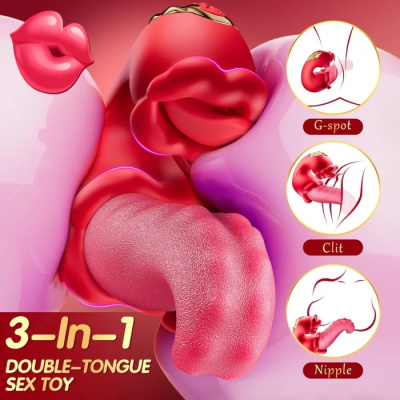 Twin Rose Thrusting G Spot Vibrator - Tongue Teasing