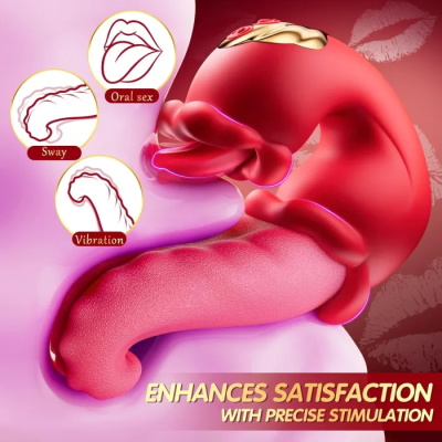 Twin Rose Thrusting G Spot Vibrator - Tongue Teasing