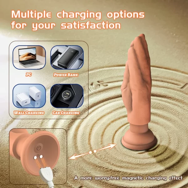 Vibrating Fist Dildo Anal Plug With Suction Cup