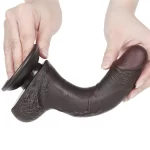 Moveable Foreskin Black Dildo 7.5 Inches
