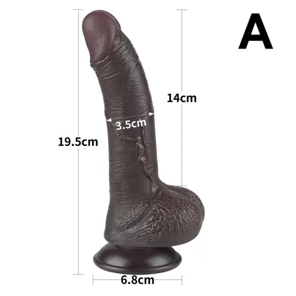 Moveable Foreskin Black Dildo 7.5 Inches