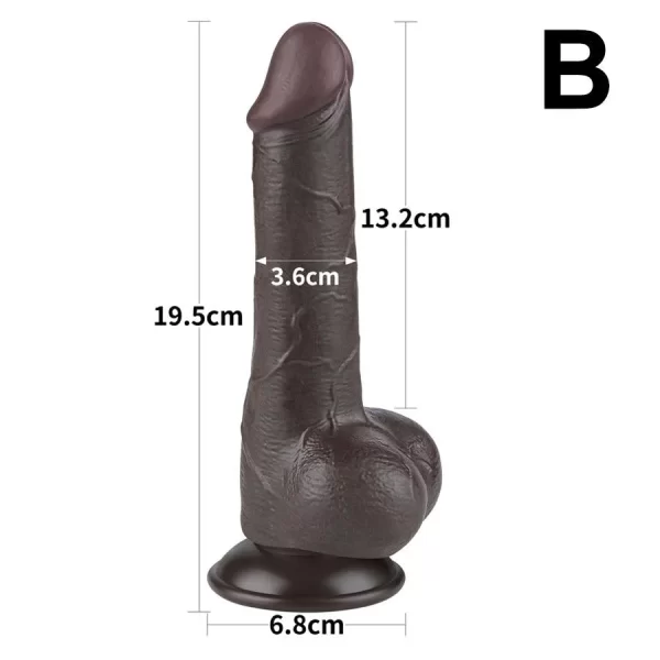 Moveable Foreskin Black Dildo 7.5 Inches