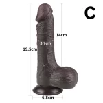 Moveable Foreskin Black Dildo 7.5 Inches