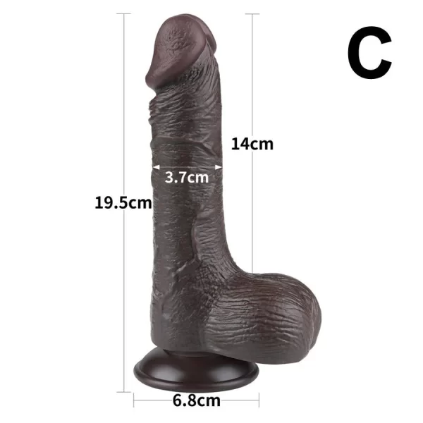 Moveable Foreskin Black Dildo 7.5 Inches