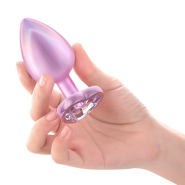 Pink Metal Butt Plug With Gem 3-Piece Set