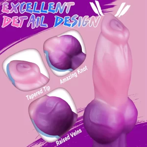 Purple Bitch Dog Dildo Realistic Silicone 9.25 Inches