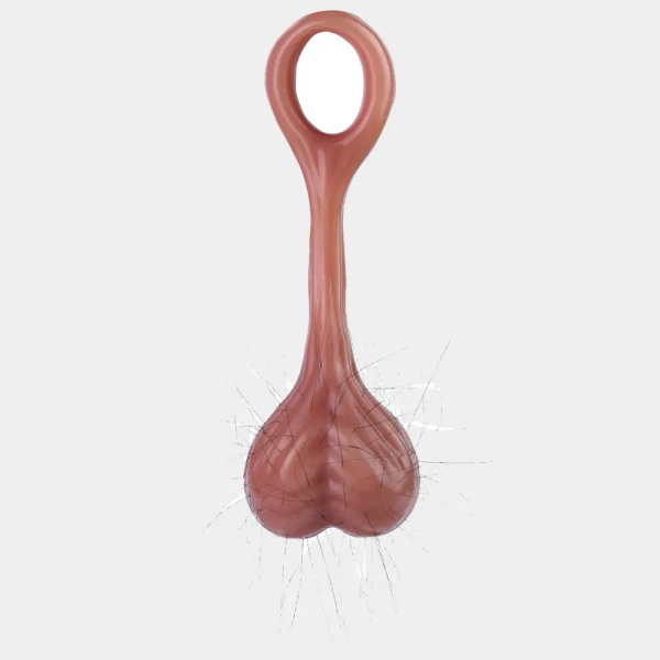 Cock Ring With Fake Tesicle Hairy Style