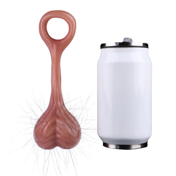 Cock Ring With Fake Tesicle Hairy Style