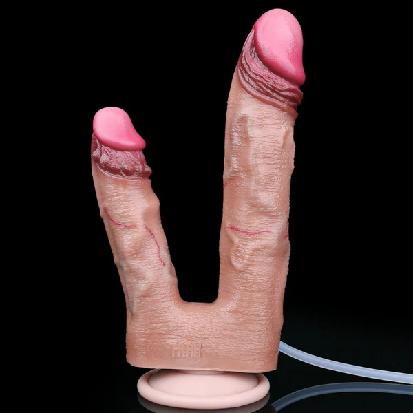Dual Dildo That Squirt  Flesh Lifelike Design
