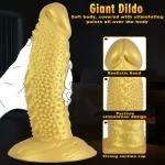 Golden Spiked Dildo Monster Fantasy Design 13 Inches