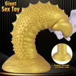 Golden Spiked Dildo Monster Fantasy Design 13 Inches