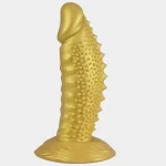 Golden Spiked Dildo Monster Fantasy Design 13 Inches