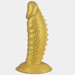 Golden Spiked Dildo Monster Fantasy Design 13 Inches