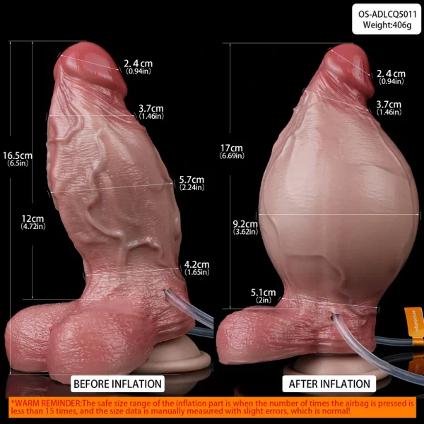 Inflatable Cumming Girthy Dildo 6 Inches