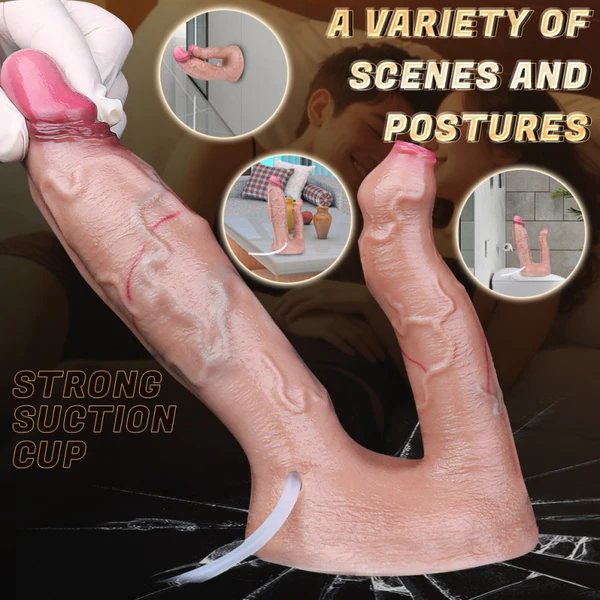 Squirting Double Penetration Dildo Uncut Design 7.59 Inches