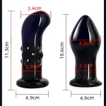Vibrating Glass Butt Plug with Remote Navy Blue