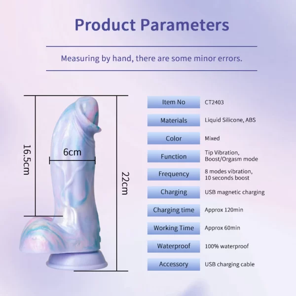 Anesidora Vibrating Silicone Dildo 8.6 Inches
