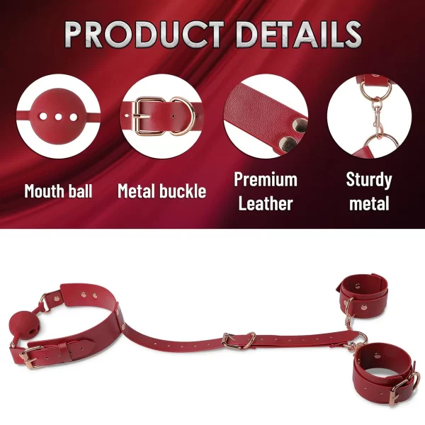 Bdsm Hand Cuffs With Ball Gags Adjustable Design
