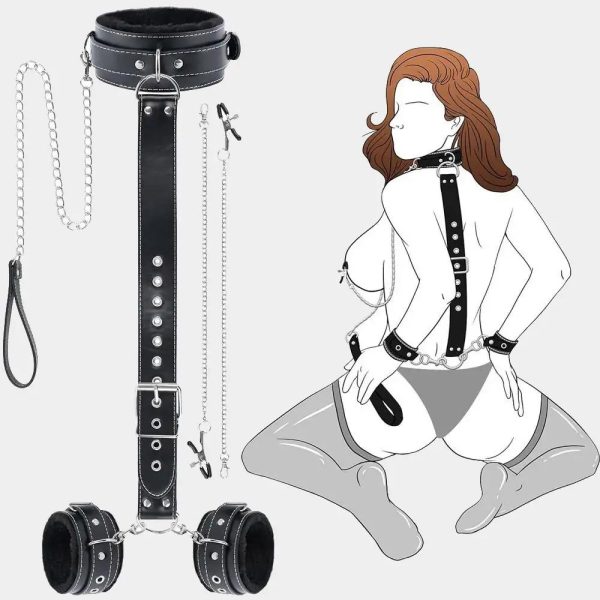 Bdsm Hand Cuffs With Nipple Clamps Adjustable Design
