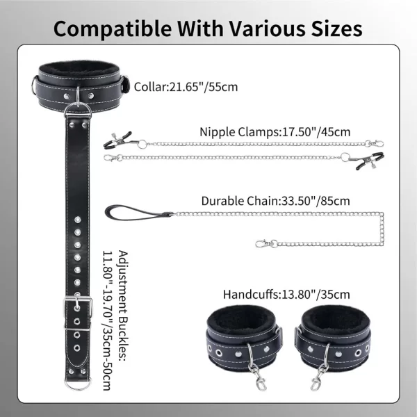 Bdsm Hand Cuffs With Nipple Clamps Adjustable Design