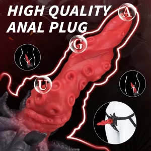 Blood Tentacle Monster Dildo 9 Inches