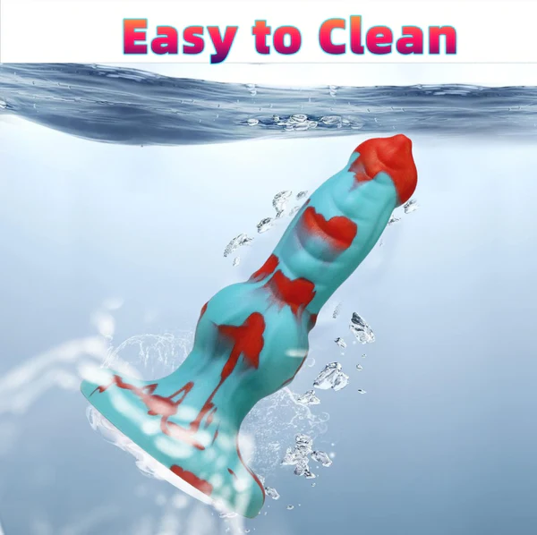 Blue Stained Fantasy Knotted Canine Dildo 7 Inches