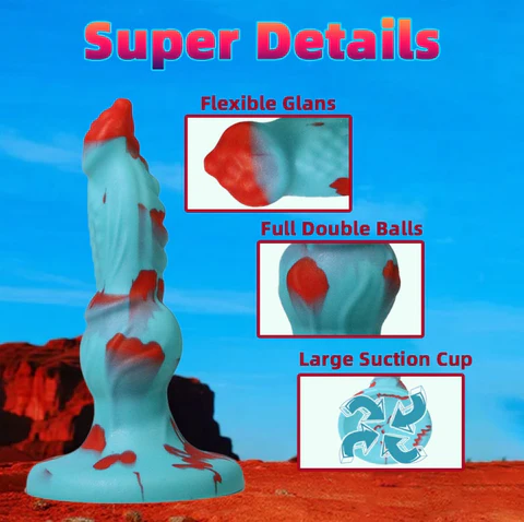 Blue Stained Fantasy Knotted Canine Dildo 7 Inches