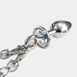 Butt Plug With Handcuffs Metal & Gem Design