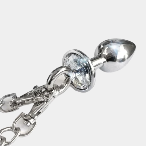 Butt Plug With Handcuffs Metal & Gem Design