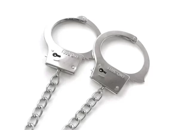 Butt Plug With Handcuffs Metal & Gem Design