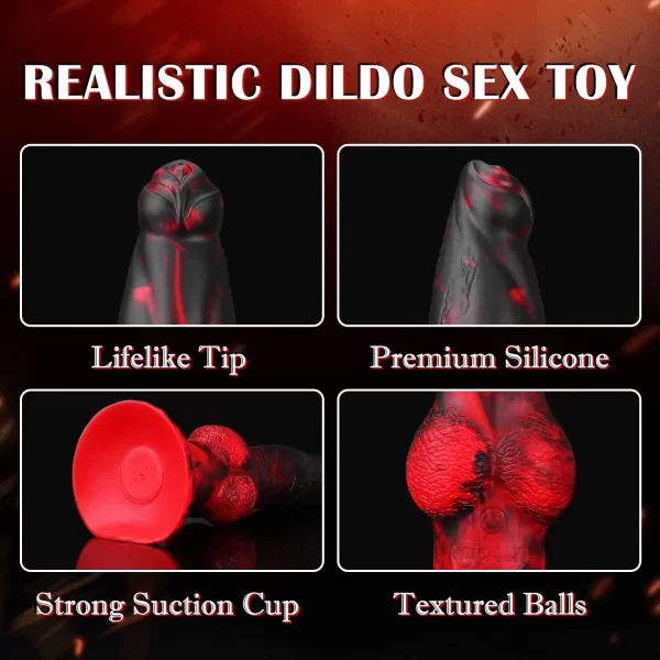 Hell Wolf Thrusting and Vibrating Silicone Dildo 8.26 Inches
