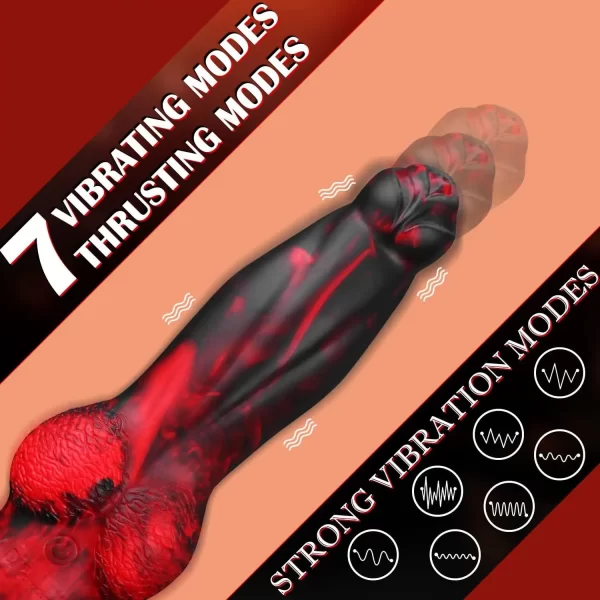 Hell Wolf Thrusting and Vibrating Silicone Dildo 8.26 Inches